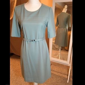 Hugo Boss teal short sleeve dress sz 4 with belt